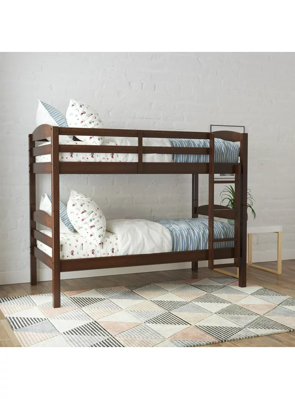 Better Homes & Gardens Leighton Wood Twin-Over-Twin Bunk Bed, Mocha