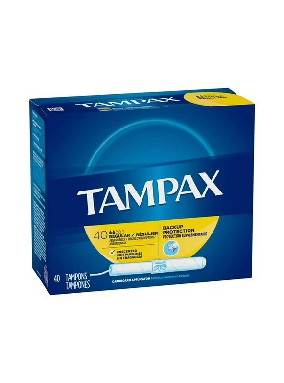 Tampax 783577-BX Regular Regular Absorbency Cardboard Applicator Individually Wrapped Tampon - Pack of 40