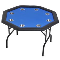 Soozier 3.9ft 8 Player Octagon Poker Table with Cup Holders Folding Blue Top