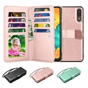 6.4" 2019 Galaxy A50 Case, Samsung A50 Wallet Case, Njjex Luxury Pu Leather 9 Card Slots Holder Carrying Folio Flip Cover [Detachable Magnetic Hard Case] & Kickstand & Hand Strap