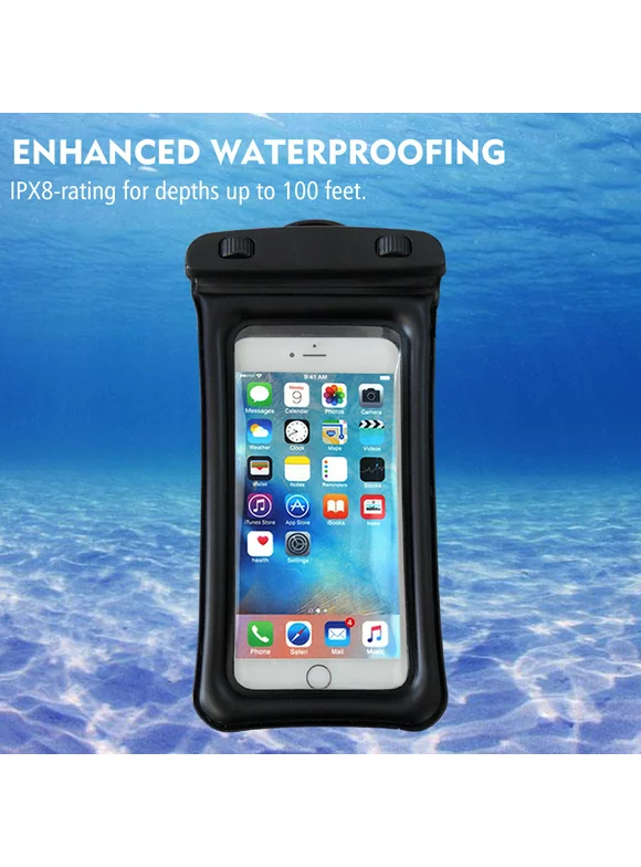 IClover 5.5" Waterproof Cell Phone Device Case PVC Dry Bag Pouch Snow-prevention Floating Dirtproof Protector for Boating Kayaking Swimming Snorkeling Skiing iPhone 6/6S/7/8 Plus Activities Black