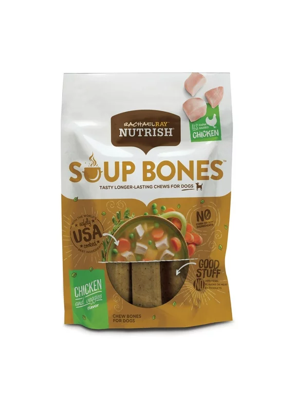 Rachael Ray Nutrish Soup Bones Dog Treats, Real Chicken & Veggies Flavor (Various Sizes)
