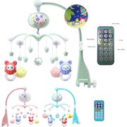 Musical Baby Crib Mobile Toys Toddler Bed Bell with Animal Rattles Projection Cartoon Early Learning Toys (Green)