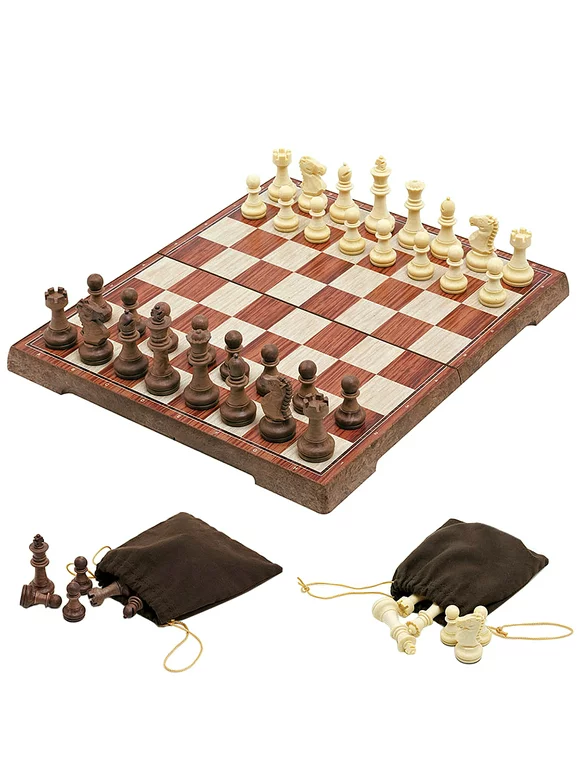 Eccomum Chess Set International Chess Entertainment Game Chess Set with Folding Board