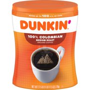 Dunkin' 100% Colombian Medium Roast Ground Coffee, 27.5 Ounce Canister