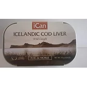 6 Pack of ICan Icelandic Cod Liver Wild Caught Own Oil Flavor: Natural (Foie de Morue) 4oz/each