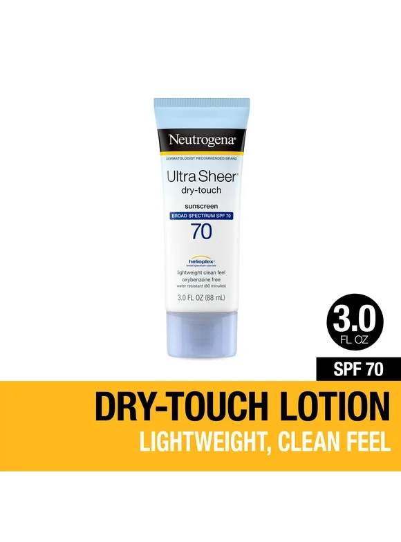 Neutrogena Ultra Sheer Dry-Touch Sunscreen Lotion, SPF 70 Face Sunblock, 3 fl oz