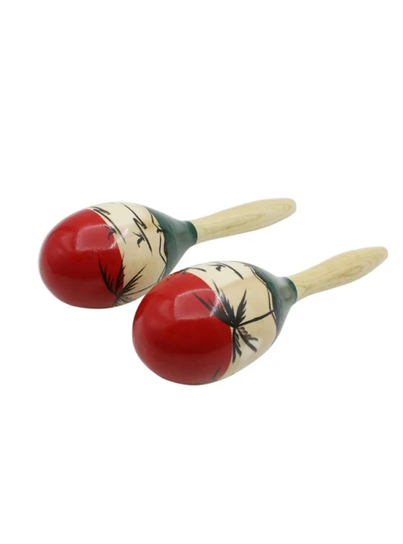 Pair of Wooden Large Maracas Rumba Shakers Rattles Sand Hammer Percussion Instrument Musical Toy for Kid Children Party Games