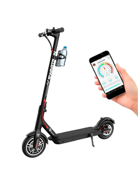 Swagtron Adult Electric Scooter Swagger 5 Boost, 320 Lb Weight limit, 8.5 Inch No-flat Tires, 300W Motor, Folding, 18 Mph, Enhanced Long Range