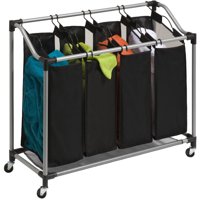 Honey-Can-Do Deluxe Quad Laundry Sorter with Removable Bags, Gray and Black