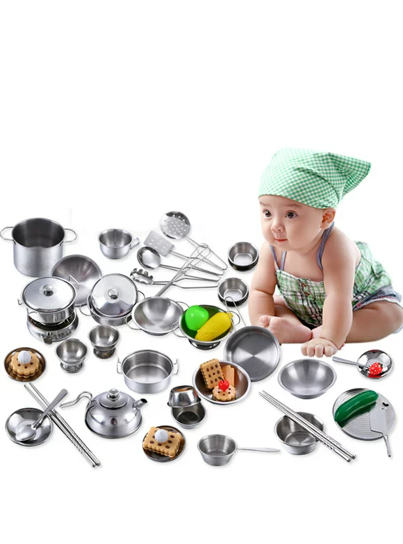 16 Pcs Kids Children Role Play Toys Mini Kitchen Cooking Pots Pans Cookware Toys Set