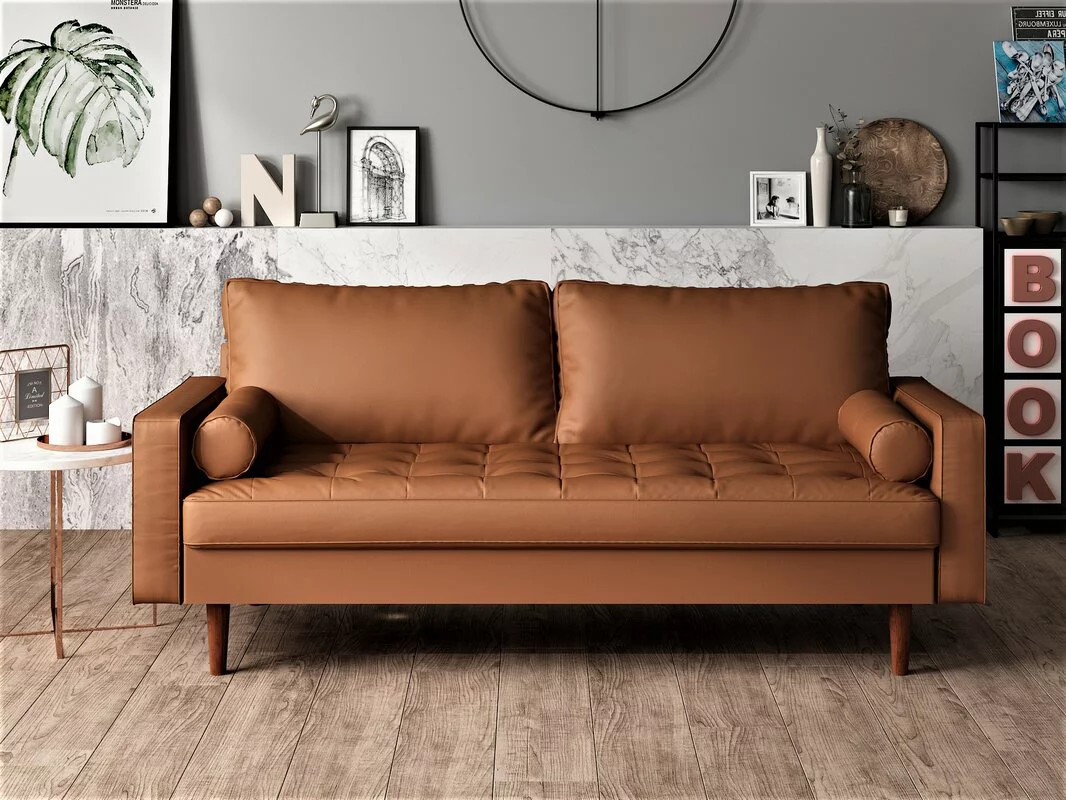 US Pride Furniture Gabler Wood Frame Mid-Century Sofa