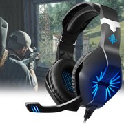 Gaming Headset for PS4, PC, Xbox One Controller, Noise Cancelling Over Ear Headphones with Mic, LED Light, Bass Surround, Soft Memory Earmuffs for Laptop Mac Nintendo Switch Games
