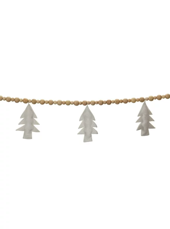 Melrose Set of 2 Wood Beaded Wool Christmas Tree Garland 6' x 5.5"