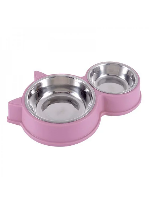 CUTELOVE Stainless Steel Pet Dog Duble Bowl Kitten Food Water Feeder Small Dogs Cats Drinking Dish Feeder for Pet Supplies Feeding Bowls