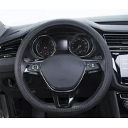 Auto Drive 1PC Steering Wheel Cover Carbon Fiber Black - Universal Fit