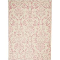 Pinewood Grove Bliss Damask Vintage Victorian Transitional Farmhouse Area Rugs, Ivory