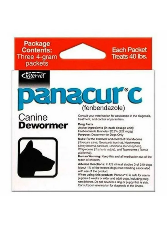 Panacur C Canine Dewormer Control of Parasites on Dogs 3 Packets