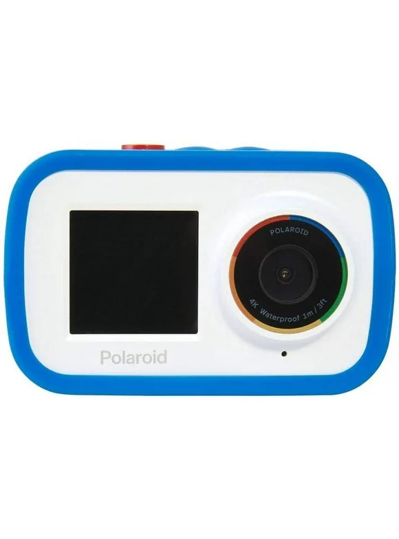 Polaroid Dual Screen WiFi Action Camera 4K,18MP, Waterproof, Blue and White