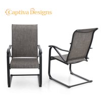 MF Studio 2PCS Outdoor Dining Chairs Modern Patio furniture C spring Metal Bistro chairs High Back Support 300lbs For Backyard, Garden, Balcony, Dining Room