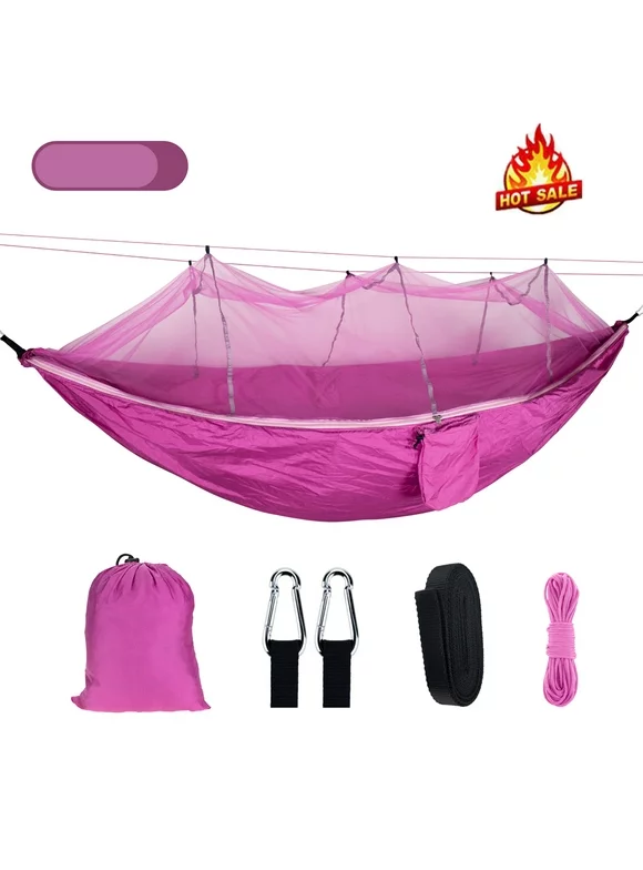 661LB Load Camping Hammocks – XGeek Lightweight Portable Double Camping Parachute Hammocks(160''x55''), Camping Hammock with Mosquito Net and Bug Net Set, Outdoor Travel camping Hammock Chair, Ripstop