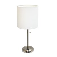 LimeLights Stick Lamp with Outlet and Fabric Shade