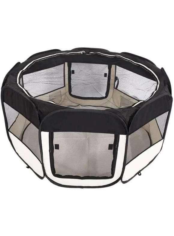 [Sales Promotion] Pet Foldable Playpen Exercise Kennel Indoor/Outdoor for Dogs Cats, 45" Portable Foldable 600D Oxford Cloth & Mesh Pet Playpen Fence with Eight Panels