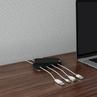 Desktop Cable Organizer- Cord Management for 7 Wires- Non-Slip Base & Protective Storage Cover- Holds Computer, Charging, Power Cords