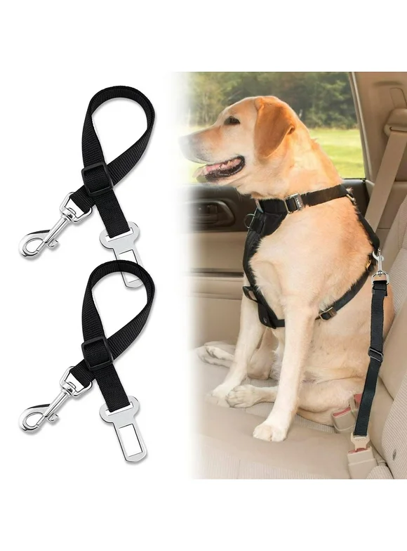 TSV 2pcs Dog Leash Seat Belt, Pet Car Safety Lead with Swivel Clip, Adjustable Length for Dogs Cats