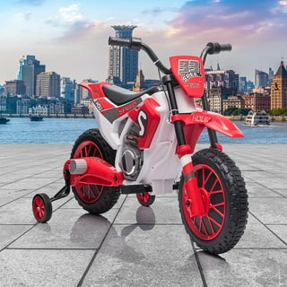 Topcobe 12V Ride-On Motorcycle for Kids 3 to 6 Years Old, Electric Motorbike for Boys Girls with Training Wheels (Red)