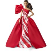 Barbie 2019 Holiday Doll, Brunette Side Ponytail with Red & White Gown
