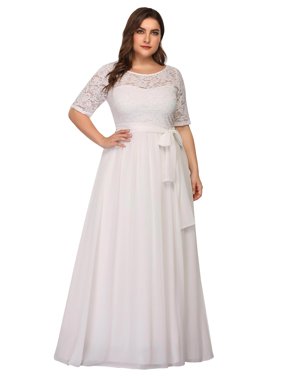 Ever-Pretty Womens Plus Size Lace Evening Dresses for Women 07624 White US22
