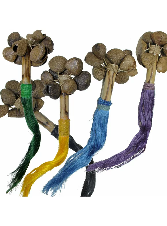 Stoneage Arts Inc 9" Maracas with Chachaus Seed and Sisal Whisk
