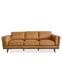 Mid-Century Modern Brooklyn Cognac Tan Leather Sofa