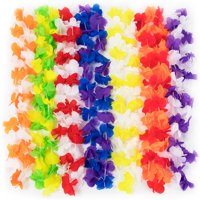 Brybelly MLEI-001 Colorful Leis Flower Necklaces, Multicolor - Pack of 12