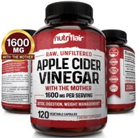Apple Cider Vinegar Capsules with Mother 1600mg - 120 Vegan ACV Pills - Best Supplement for Healthy Weight Loss, Diet, Keto, Digestion, Detox, Immune - Powerful Cleanser & Appetite Suppressant Non-GMO