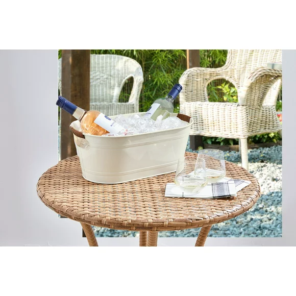 Better Homes & Gardens- White Small Oval Galvanized Tub, 15.86 in L x 9.21 in W x 6.02 in H