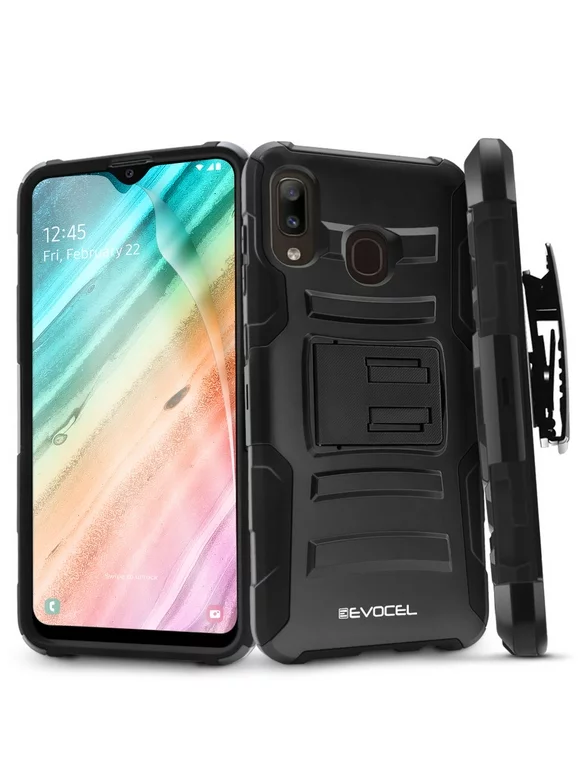 Galaxy A20 Case, Evocel [Belt Clip Holster] [Kickstand] [HD Screen Protector] [Dual Layer] Generation Series Phone Case for Samsung Galaxy A20, Black
