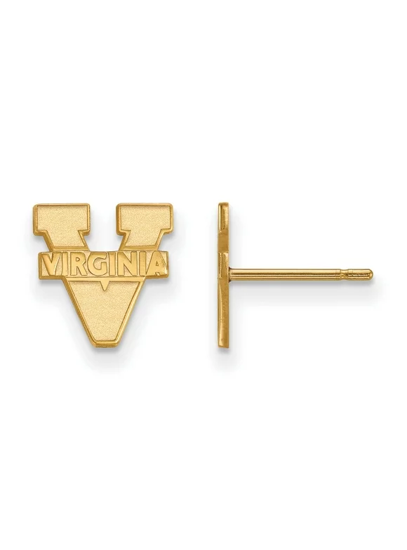 University of Virginia Cavaliers School Name Post Earrings Gold Plated Silver 9x10 mm
