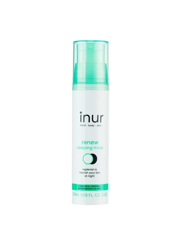 Inur Renew Sleep Mask with AHA, Exfoliating Overnight Mask, Hydrate & Plump, 1.69 fl oz