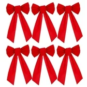 6 Pack Red Velvet Christmas Bow, Large Holiday Red Bow Perfect for Christmas Garland Christmas Tree Window Large Gifts Parties Decoration (9.5 X 17.2inch)