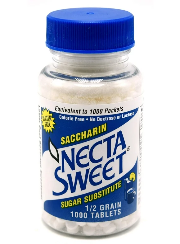 Necta Sweet Saccharin Tablets, 1/2 Grain, 1000 Tablet Bottle (Pack of 2)
