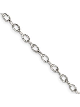 3.75mm, Sterling Silver Fancy Satin Rolo Chain Bracelet, 7 Inch