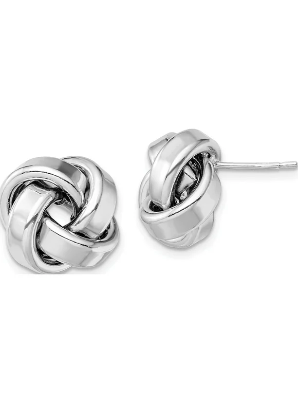 Sterling Silver Rhodium Plated Polished Love Knot Post Earrings (15.55 X 15.75) Made In Italy qe13407