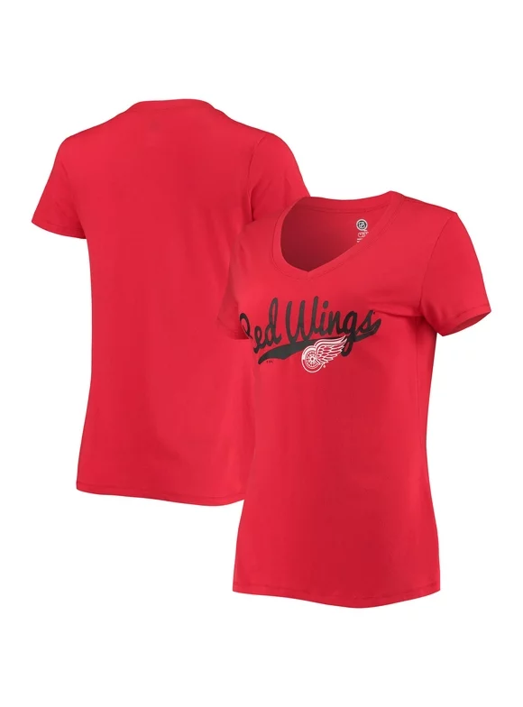 Women's Red Detroit Red Wings Team V-Neck T-Shirt
