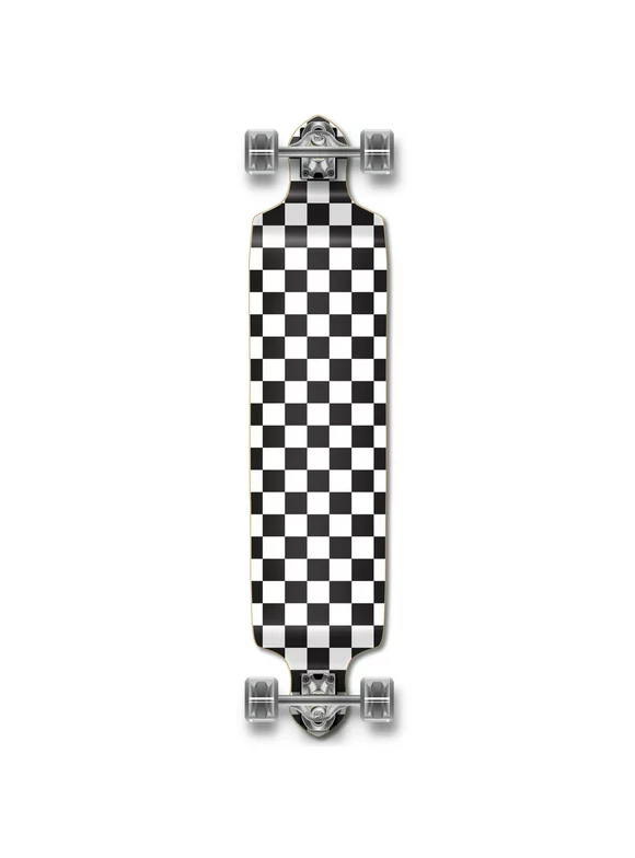 Yocaher Drop Down Longboard Complete - Checker White