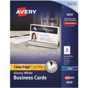1 PC-Avery Clean Edge Inkjet Business Card - White - 110 Brightness - 2 x 3 1/2 - Glossy - 200 / Pack - Heavyweight, Rounded Corner, Smooth Edge, Jam-