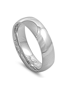 Lex & Lu 7mm High Polish Stainless Steel Comfort Fit Wedding Band Ring Size 7-14