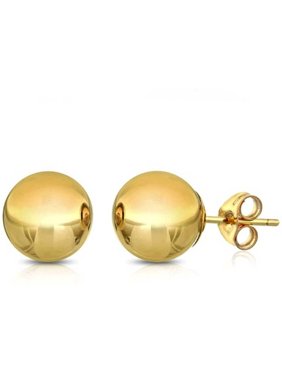 14K Solid Yellow Gold Classic Ball Stud Earrings (4 - 8mm)