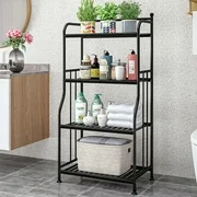 4/5 Tier Metal Standing Shelf Storage Tower Rack Storage Shelving Unit Organizer for Kitchen Bathroom Garage Pantry and Outdoor Flower Stand Industrial Accent Furniture for Home Office